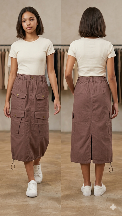 Cotton Khaki Skirt