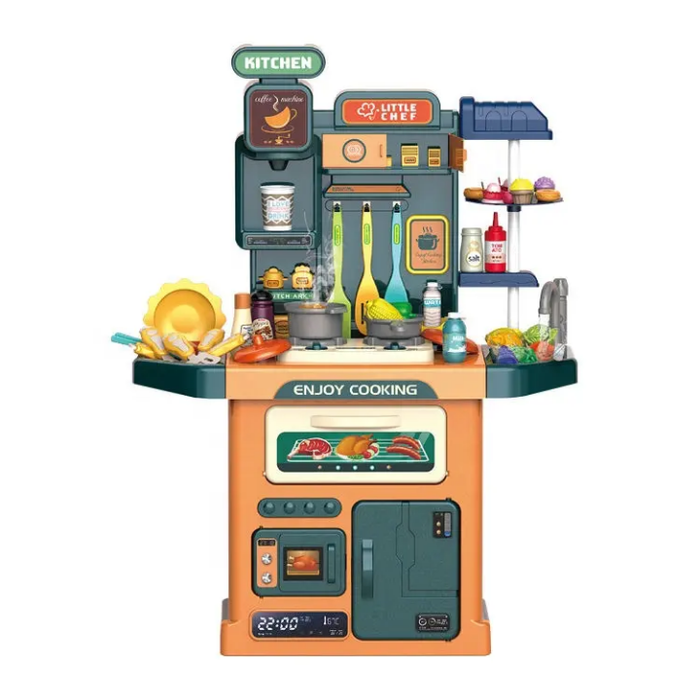 Simulation of Spray and Play Sink Pretend Play Food Kitchen Toys 77 Pcs Big Kitchen Set Toy for Kids
