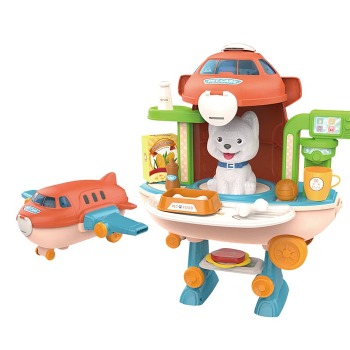 2-in-1 Veterinarian Clinic Plane Pretend Play 45 Pcs