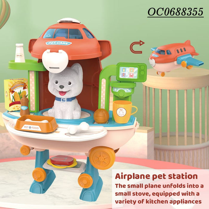 2-in-1 Veterinarian Clinic Plane Pretend Play 45 Pcs