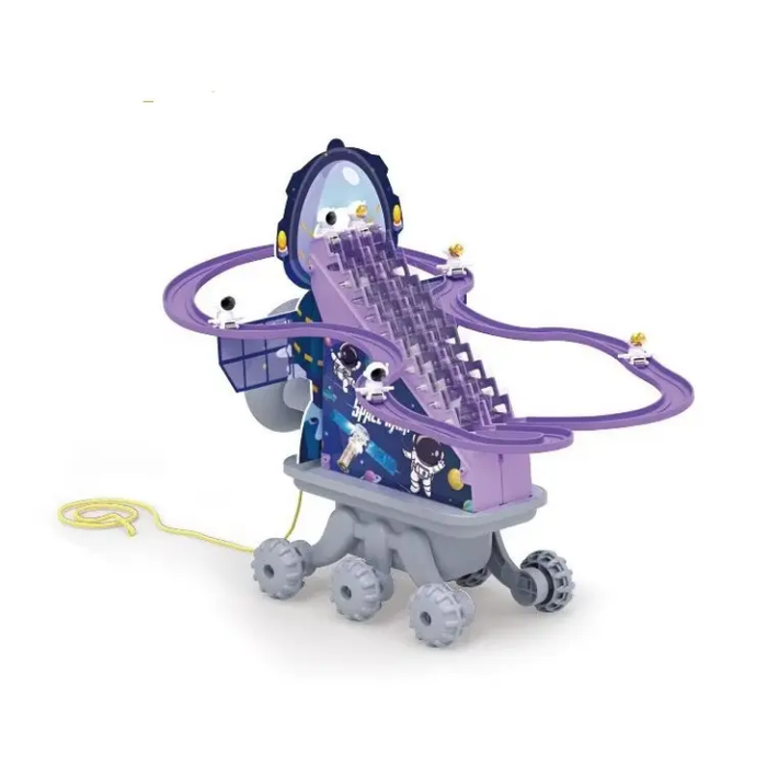Pull Along Space Scene DIY Slide Ladder Stair Climbing Track Slot Toy for Kids