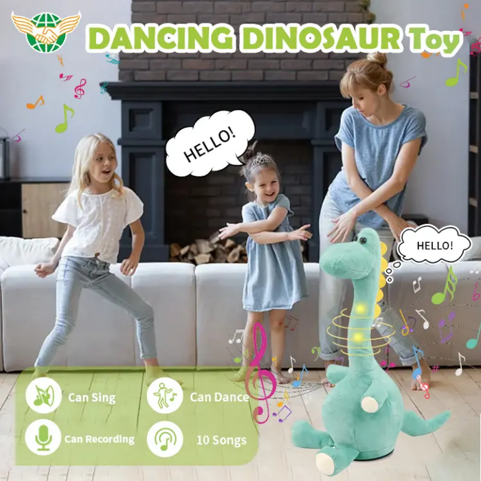Novelty Toy Electric Singing Dinosaur Soft Stuffed Light Dinosaur Toy with 10 Songs for Boys Ans Girls Toys Great Gift