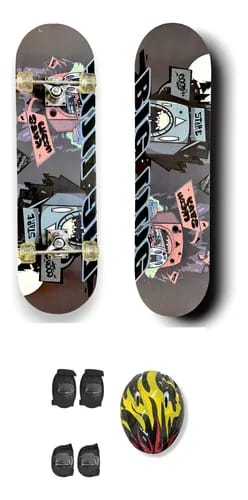 Skate Board with Helmet, Knee & Elbow Pads