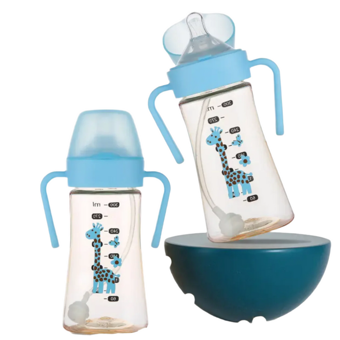 Integrated Dust-Proof Flip-Top Infants' Straw Training Cup BPA-Free Wide Caliber PPSU Bottle for Baby Made of Silicon