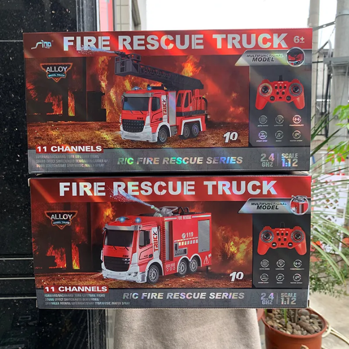 Kids 1:20 Scale Fire Rescue Toy Car Fire Ladder Rescue Truck Light and Music Inertia Glide City Car Engineering Vehicle Toys