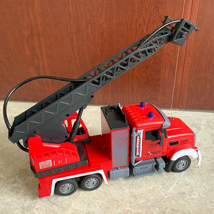 Kids 1:20 Scale Fire Rescue Toy Car Fire Ladder Rescue Truck Light and Music Inertia Glide City Car Engineering Vehicle Toys