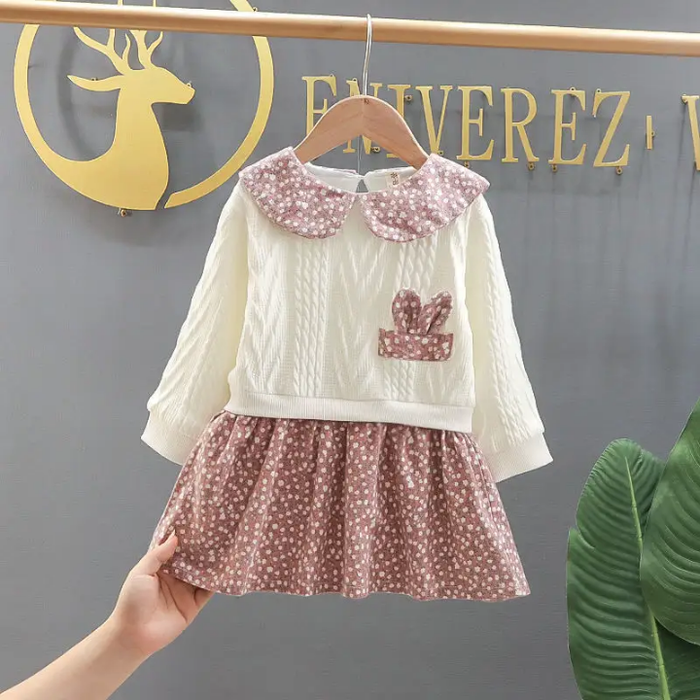 Floral Sweater Dress with White Top