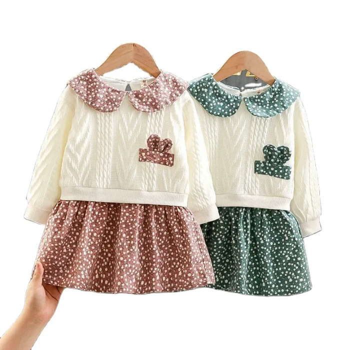 Floral Sweater Dress with White Top