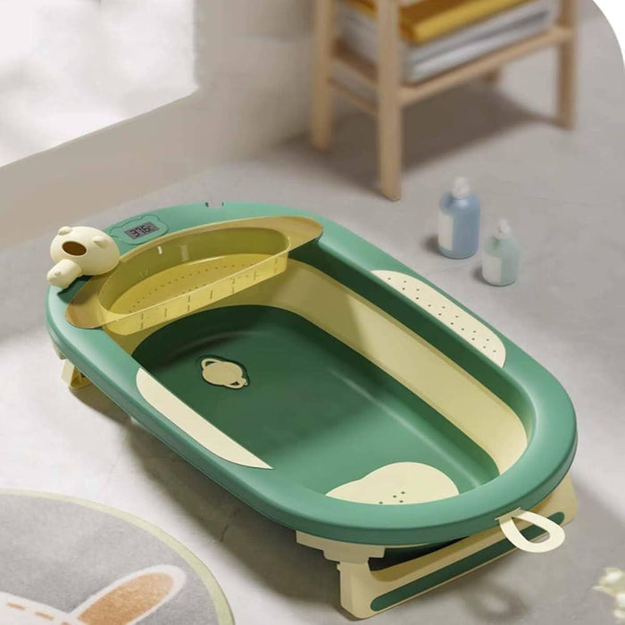 Folding bathtub with thermometer