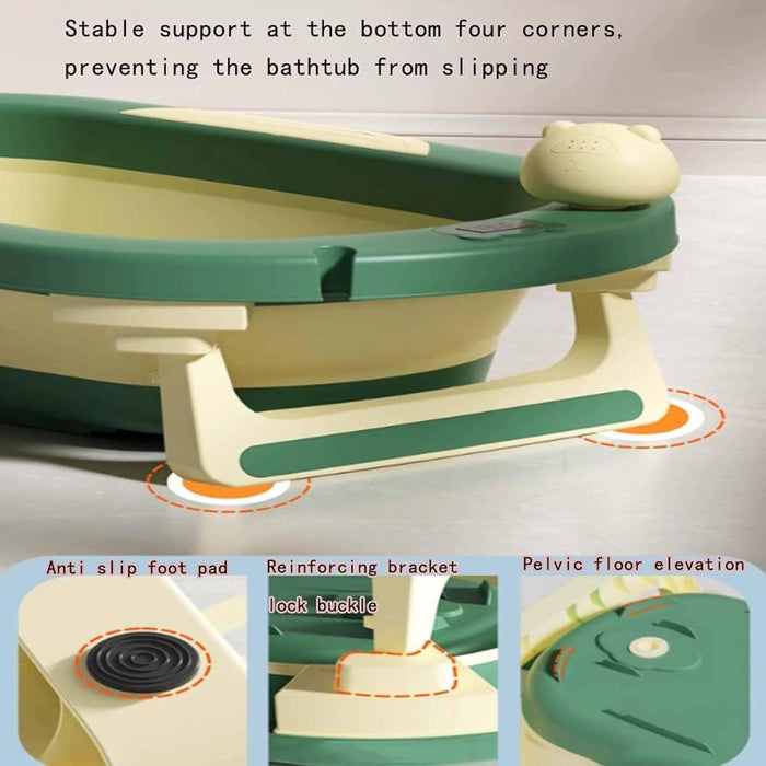 Folding bathtub with thermometer
