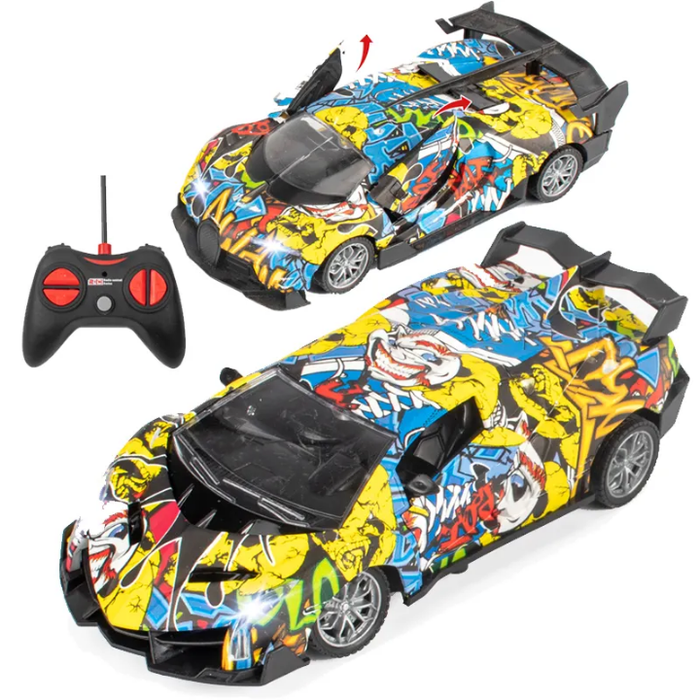 Interesting Graffiti Low Price Door Open Remote Control Cars Toys Kids