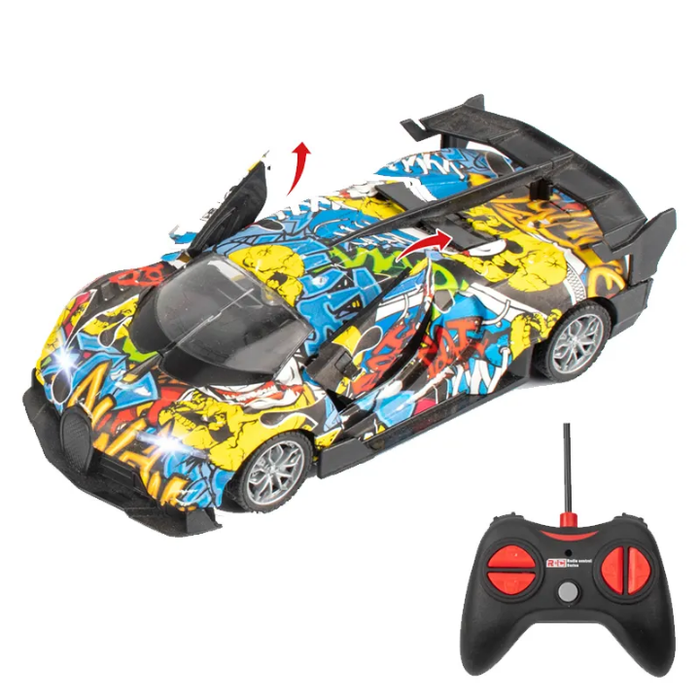 Interesting Graffiti Low Price Door Open Remote Control Cars Toys Kids
