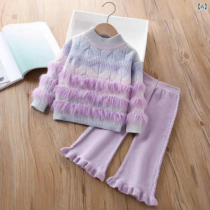 2-Piece Knit & Faux Fur Set