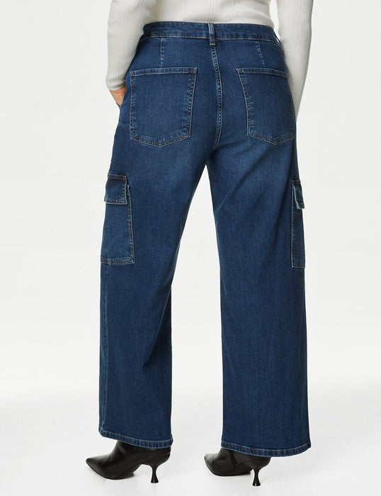 High Waisted Wide Leg Cargo Jeans