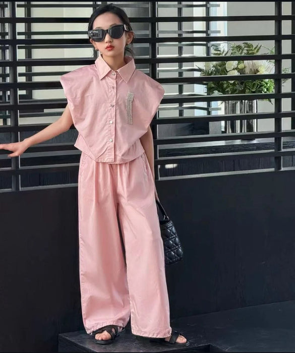 Girls Plain 2pc  with Trouser