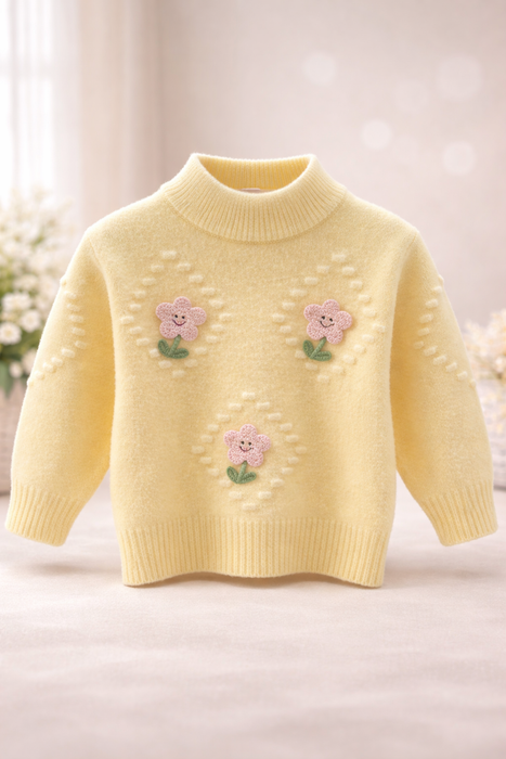 Girls Sweater with 3 Flowers