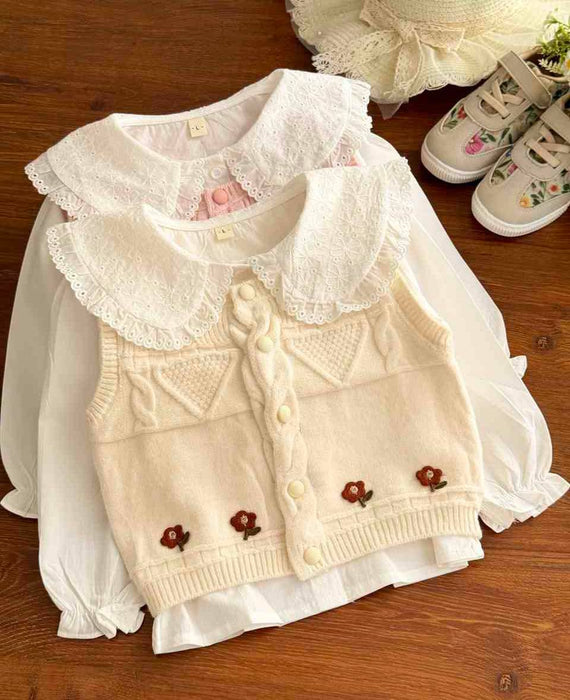 Girl Top with Sleeveless Sweater