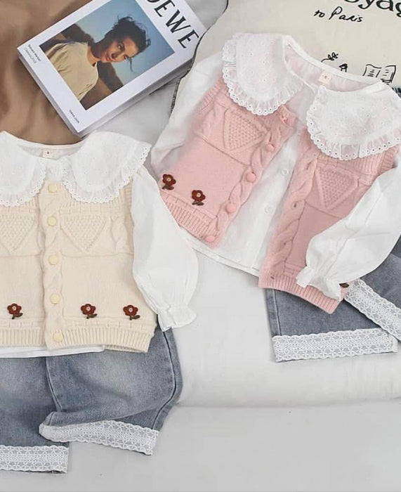 Girl Top with Sleeveless Sweater