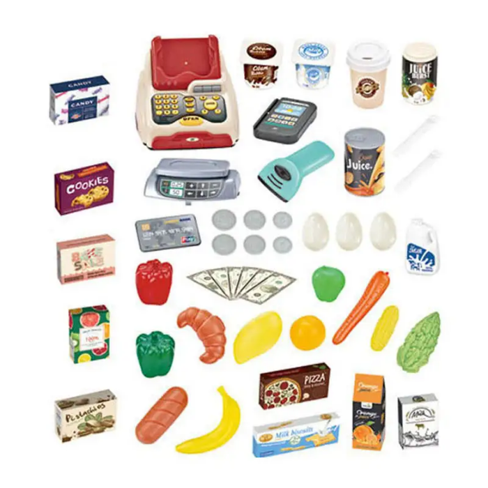 Pretand Play Supermarket Cashier Desk Toy Electric Cash Register Cashier Toy Shipping Cart Kids Home Supermarket Toy