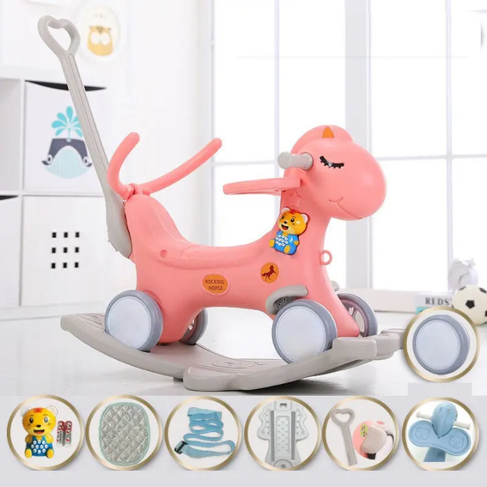 Rocking Horse for Children 2-in-1 First Birthday Gift Baby Trolley Toy Cart Dual-purpose Toddler Toys Baby Rocking Chair
