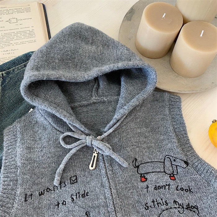 Little Doxie Hooded Knit Vest.