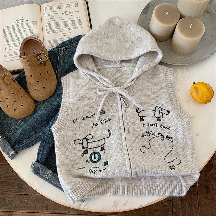 Little Doxie Hooded Knit Vest.