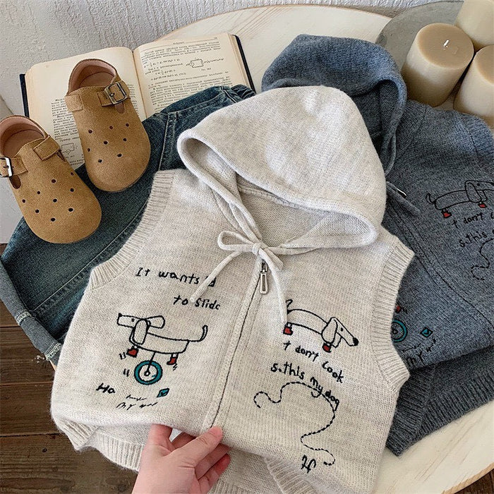 Little Doxie Hooded Knit Vest.