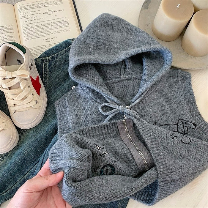 Little Doxie Hooded Knit Vest.