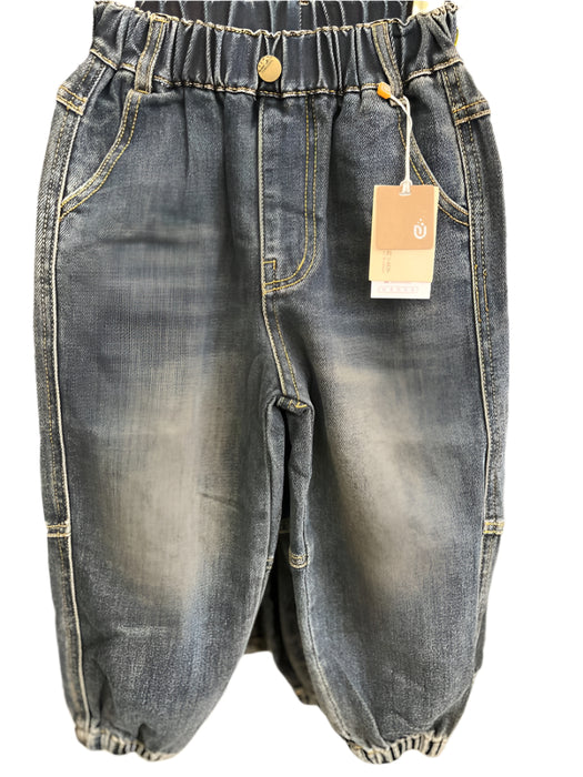 YOEHYAUL Boys' Cargo Style Handsome Jeans Winter Children's Velvet Thickened Casual Pants 2023 New Pants
