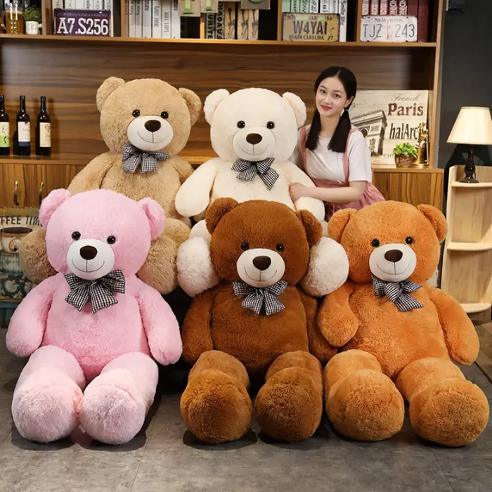 Life-Size 2m Tall Giant Teddy Bear Big Size Soft Cotton Stuffed Animals Birthday Gift Kids Girlfriend Wife Mother's Day