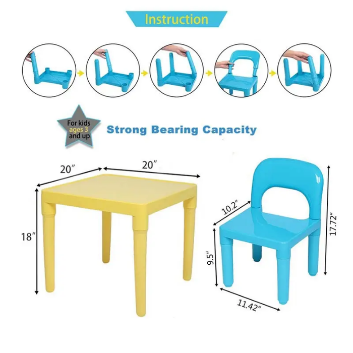 New Design Preschool Furniture Set Children Table and Chair Set Toys Durable Cartoon Kids Plastic Table and Chairs
