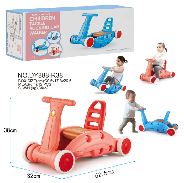 Durable Multi-Function Walker Three-in-One Hand Push Scooter Rocking Horse Baby Toys