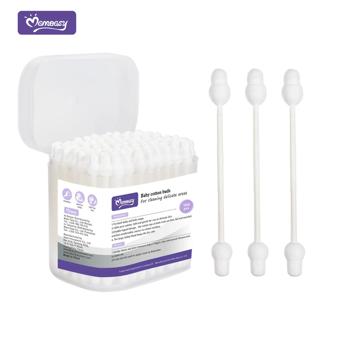 120PCS OEM Makeup Remover Cotton Swab Paper Stick Pointed Flat Cosmetic Cotton Buds