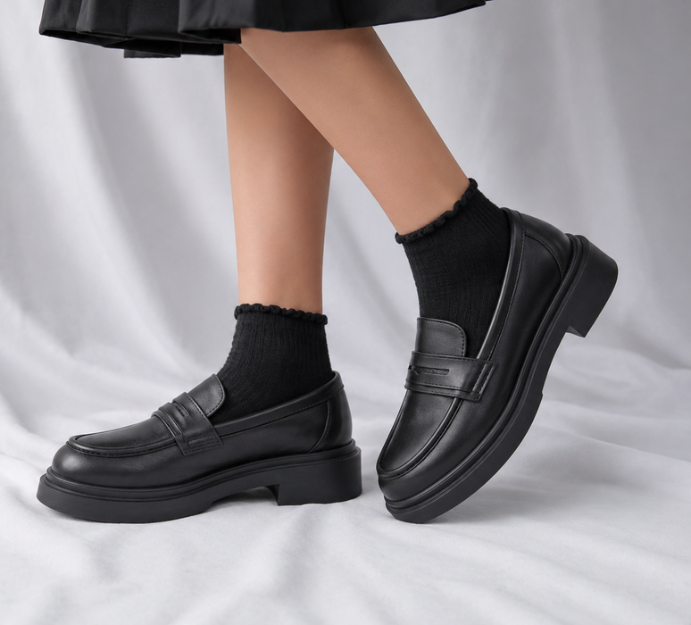 Kids' Classic Black School Loafers