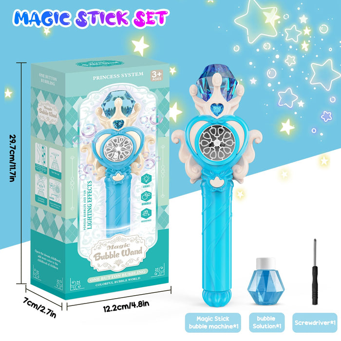 Outdoor Automatic Bubble Machine for Kids 10 Holes Magic Bubble Wand with Lights Toys Bubble
