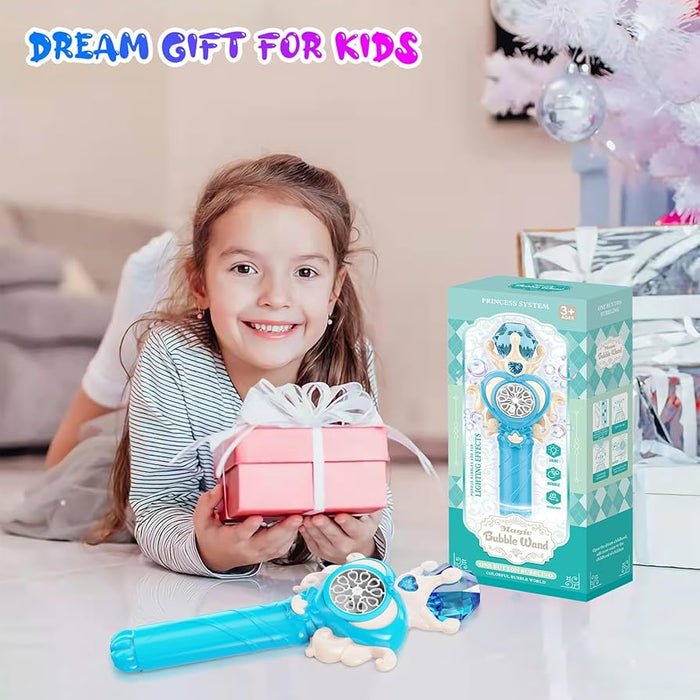 Outdoor Automatic Bubble Machine for Kids 10 Holes Magic Bubble Wand with Lights Toys Bubble