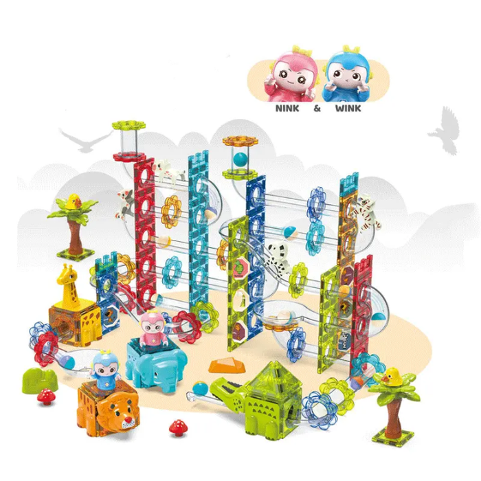 2025 New Trend Magnetic Tiles Colorful Educational Marble Runs Toys Inspirational Creativity for Kids Interesting