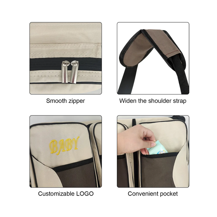 Portable Waterproof Mummy Back Pack Multifunctional Foldable Crib Baby Bed Large Capacity Diaper Bag With Changing Station