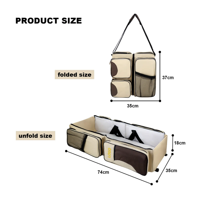 Portable Waterproof Mummy Back Pack Multifunctional Foldable Crib Baby Bed Large Capacity Diaper Bag With Changing Station