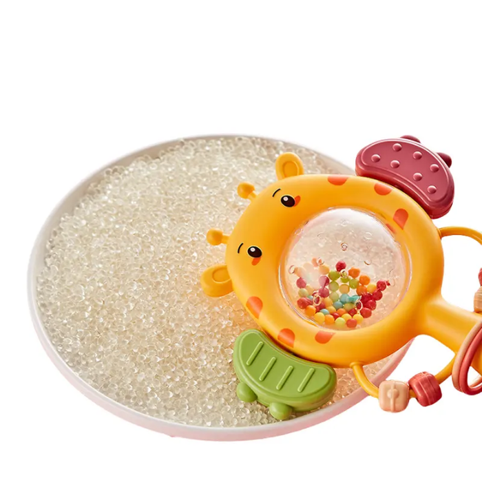 Infant Soothing Toys Soft Plastic Baby Rattles with Sucker & Puzzle Musical Bell for Early Education