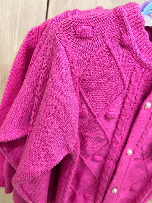 Soft Glutinous Cardigan Girl's Clothing 2024 Autumn and Winter New Loose Thick Cable-Knit Sweater