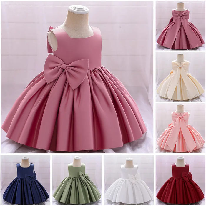 Sleeveless Bow Elegant Performance Festival Costume Girl Dress Princess Dress Children's Clothing