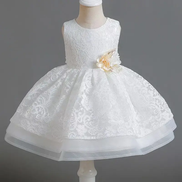 MU001 Children Autumn Dress Latest Frock Design Flower Girl Boutique Ruffle Birthday Dress 1 Year Old