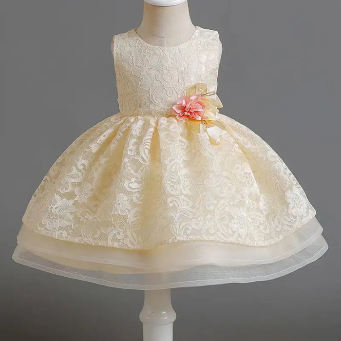 MU001 Children Autumn Dress Latest Frock Design Flower Girl Boutique Ruffle Birthday Dress 1 Year Old