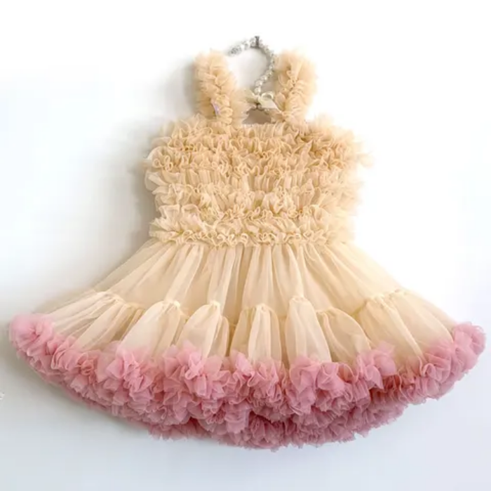 Pink Chiffon Frocks Designs Soft Ruffle Kids Baby Girls Princess Party Tutu Dress