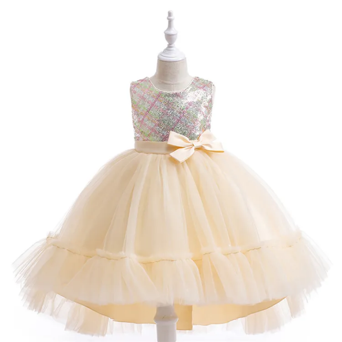 MQATZ Kids Evening Gowns Princess Formal Wedding Girls Dresses Appliques Tulle Pageant Dresses