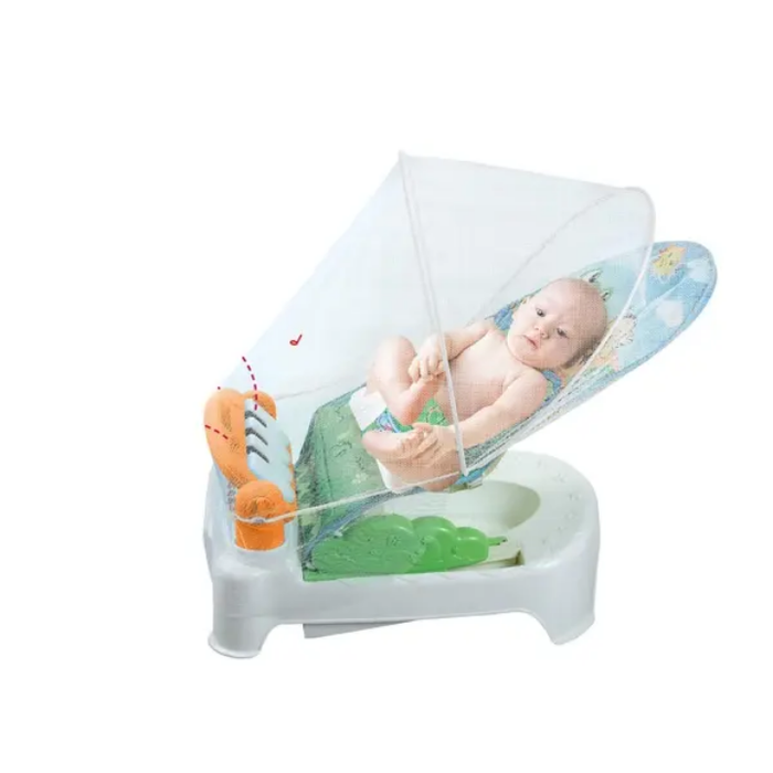 Multifunctional Newborn Pedal Piano Nursing Chair with Light and Music Comfortable Rocking Chair with Mosquito Net