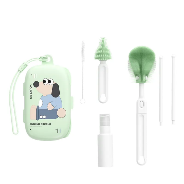 Hot Selling Portable Multi-functional Baby Milk Bottle Cleaning Brush and Drain Rack Set Baby Bottle Drying Rack