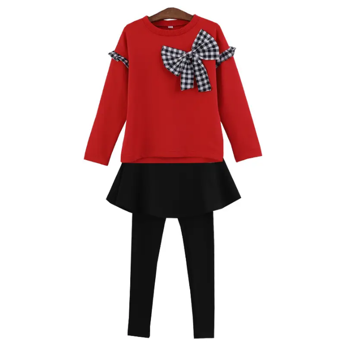 2pc Bow Set Kid Long-Sleeved Sweater & Pants