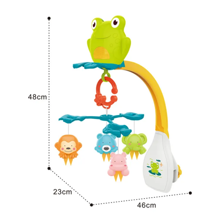 Konig Kids Cute Cartoon Frog Cib Mobile Hanging Projector Crib Bed Toy Musical Bell Baby Mobile